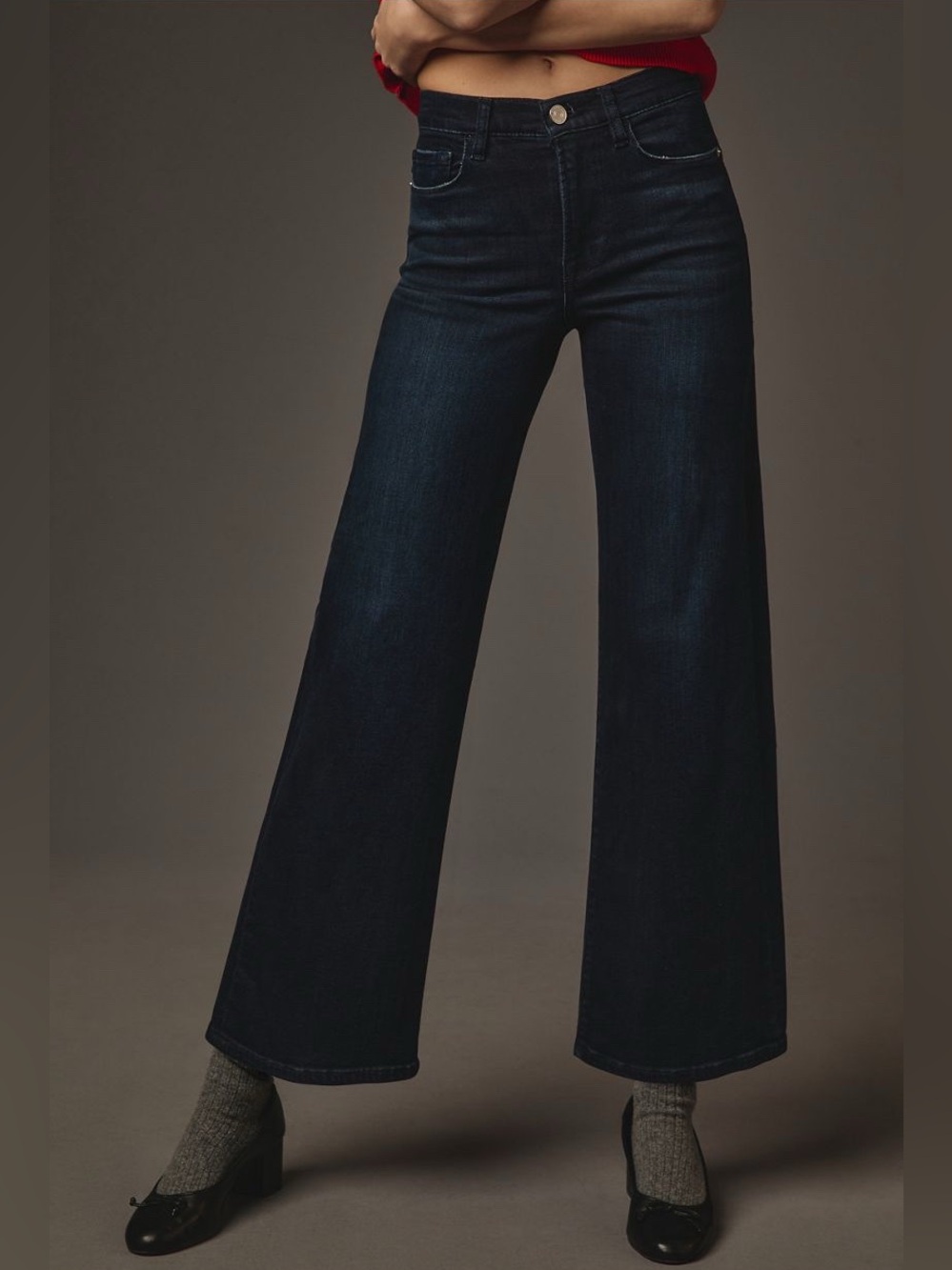 Frame Denim Dark Indigo Wide-Leg High-Rise Jeans